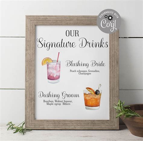 Signature Drink Sign Template Free - Educational Printable Activities