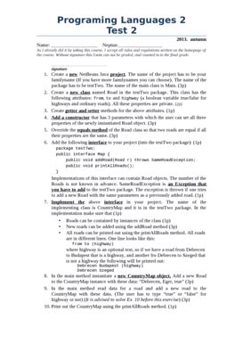 Fillable Online Programing Languages 2 Test 2W - checklist Fax Email ...