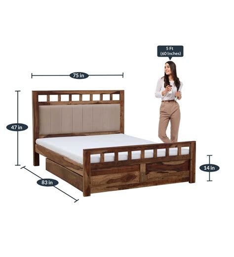 MATRIX SOLID WOOD KING SIZE BED WITH DRAWER STORAGE IN RUSTIC TEAK ...