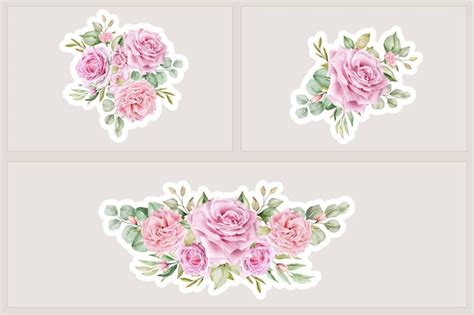 Rote Rosen-Aufkleber-Arrangement-Design | Kostenlose Vektor