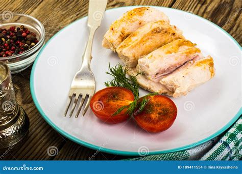 Boiled Chicken Fillet and Tomatoes Cherry-healthy Diet Food, Protein ...