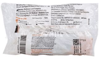 Bd Glide Insulin Syringe U100 31 G - Uses, Side Effects, Dosage, Price ...