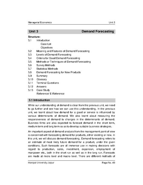 Unit 03 - Demand Forecasting - Unit 3 Demand Forecasting Structure: 3 ...