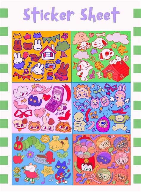 Cute Trinket/character Aesthetic Sticker Sheets - Etsy Canada | Sticker ...