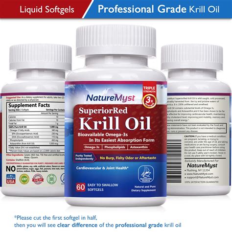 NatureMyst Krill Oil, Professional Grade 60 Liquid Softgels, Non-GMO ...