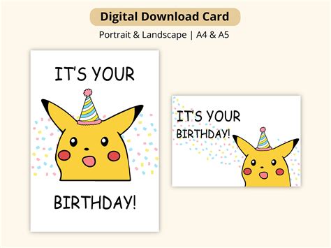 Printable Pokémon Happy Birthday Shocked Pikachu Birthday Greeting Card ...