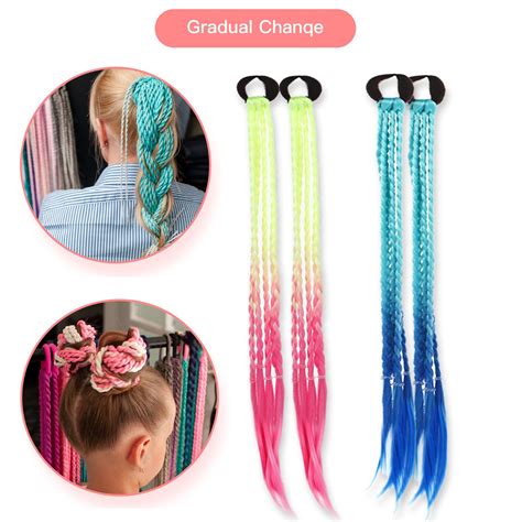 Berchaoki 12pcs 17 Inch Rainbow Braided Hair Extensions for India | Ubuy