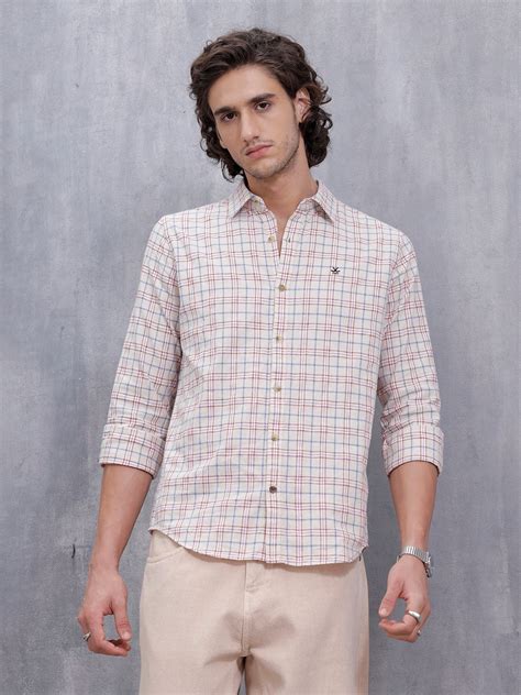 Men’s Slim Fit Checkered Pattern Shirt | Maroon – Wrogn