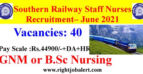 Railway Staff Nurse Vacancies- 44,900+ salary Per month