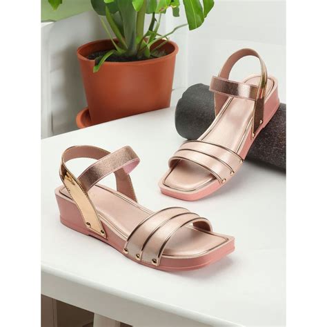 Buy Iconics Womens Fashionable Solid Pink Color Backstrap Sandals Online