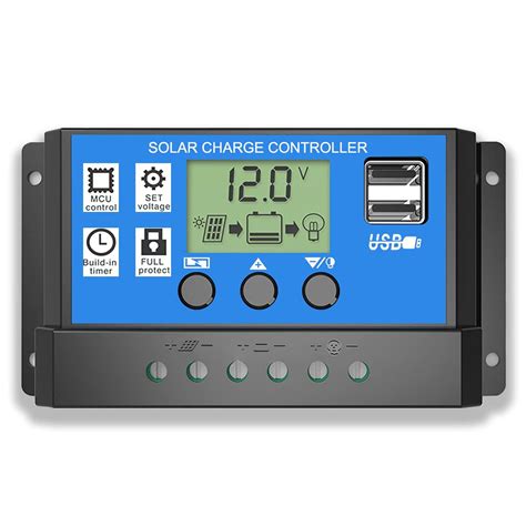 Solar Charge Controller, Lpluziyyds 10A Solar Panel Controller 12V/24V ...