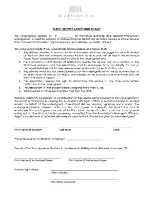 Fillable Online Parcel Delivery Acceptance Form Fax Email Print - pdfFiller