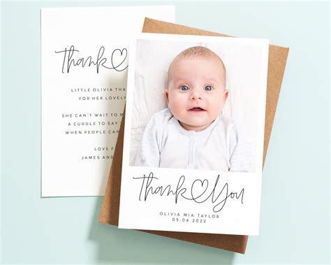 Birth Announcement Thank You Baby Announcement Card Baby - Etsy UK