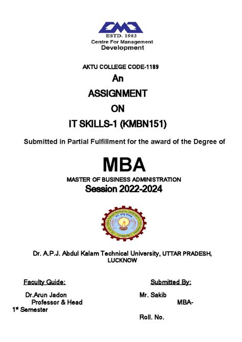 IT Skills LAB 1 - scadvfbdgnf m - AKTU COLLEGE CODE- An ASSIGNMENT ON ...