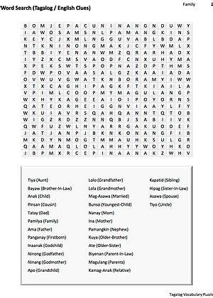 Pin by Andrew J on Tagalog Vocabulary Resources | Word search puzzle, Word families, Words