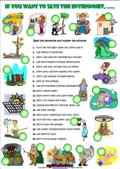 Imperative Sentences about Environment ESL Worksheet | Pollution ...