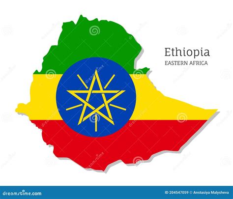 Map of Ethiopia with National Flag Stock Vector - Illustration of globe ...