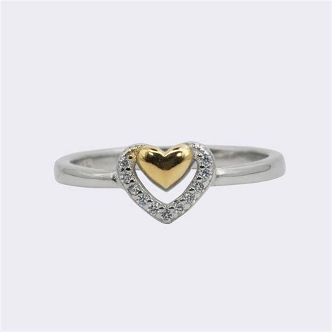 Heartfelt Embrace: Dual Tone 925 Sterling Silver Gold Plated Heart Rin