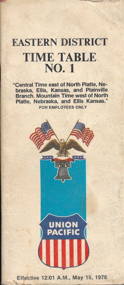 Union Pacific Railroad Employee Timetable Eastern District No. 1 May 15 ...
