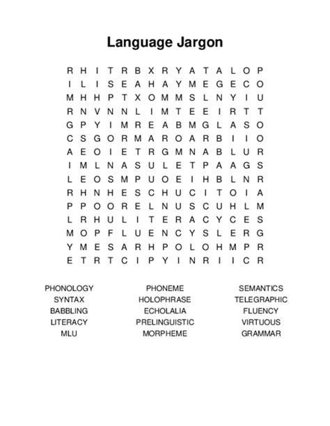 Language Jargon Word Search