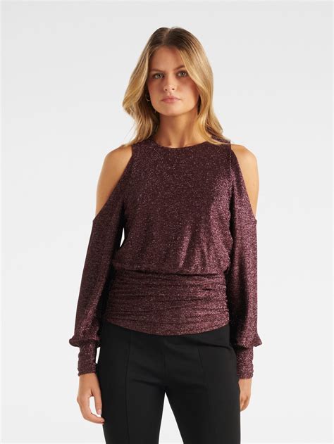 Buy Annabelle Glitter Shoulder Cut Out Top - Forever New