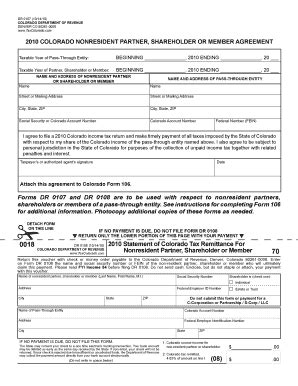 Colorado Nonresident Partner Agreement - Blank Fillable Template | Fill ...