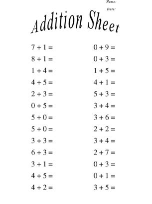 Image result for Free Printable Basic Math Addition Worksheets