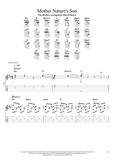 Mother Nature's Son (arr. Daryl Shawn) by The Beatles Sheet Music for ...