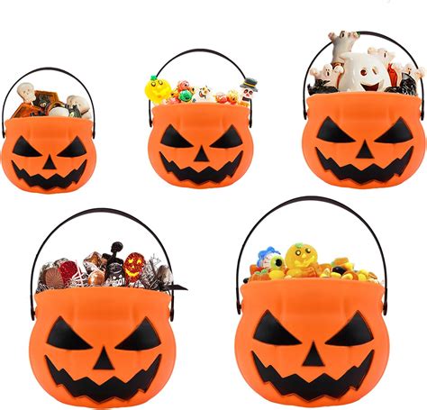 Amazon.com: Holady 4 Pack Halloween Trick or Treat Pumpkin Bucket Jack ...