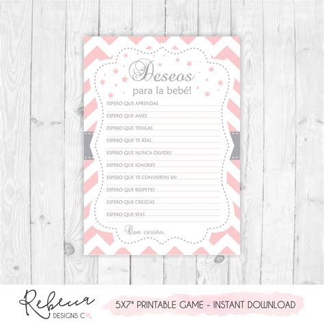 Baby Shower Wishes for Baby in Spanish Deseos Para La Bebe Español Juegos Baby Shower Printable ...