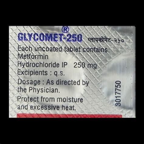GLYCOMET 250MG TABLET 10'S: Uses, Price, Side Effect, Composition ...
