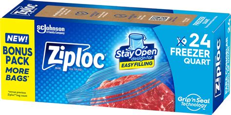 Amazon.com: Ziploc Quart Food Storage Freezer Bags, Stay Open Design ...