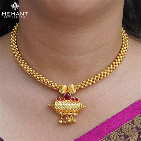 Traditional Maharashtrian Kolhapuri Micro Gold Plated Thushi 2 No. Tav ...