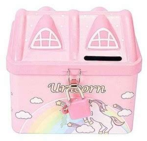 Spocco Beautiful Unicorn Design Metal Coin Money Bank with Lock and Key ...