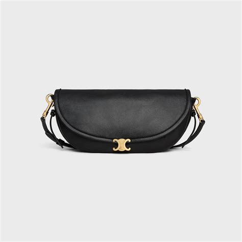 LITTLE HALFMOON SOFT TRIOMPHE IN SUPPLE SHINY LAMBSKIN - BLACK | CELINE