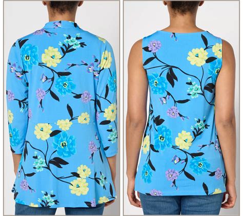 Susan Graver Petite Printed Liquid Knit Peplum Cardigan & Tank Set ...