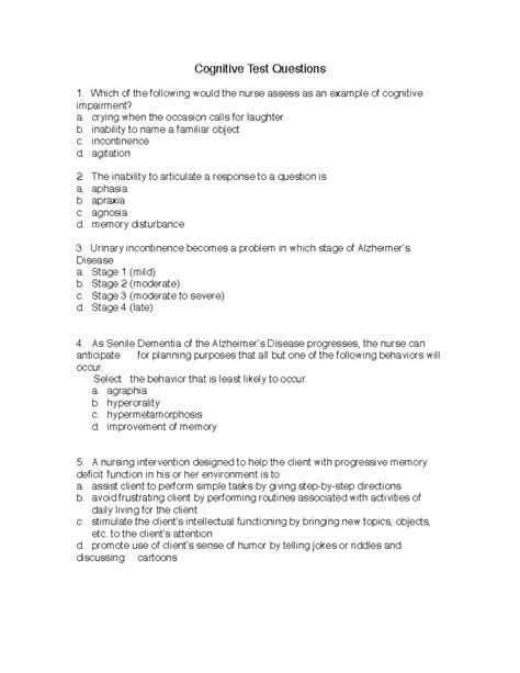 Rezultat imagine pentru Cognitive Test Questions Example