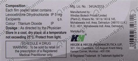 Hhlevo 5 MG Tablet (10): Uses, Side Effects, Price & Dosage | PharmEasy