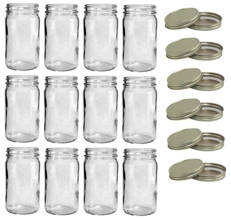 NMS 8 Ounce Glass Tall Mason Canning Jars 58mm Mouth - Case of 12 ...