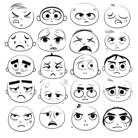 Set Of Different Drawing Facial Expressions Set Of Characters ...