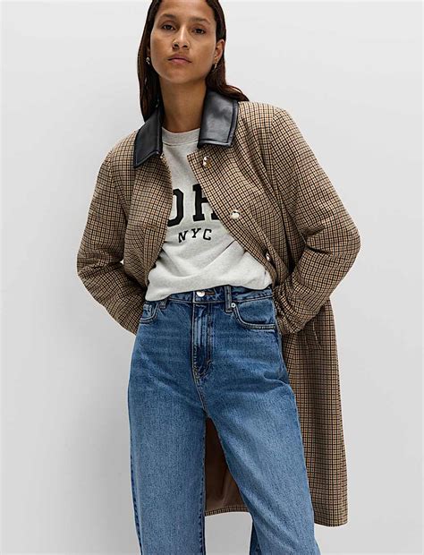 Buy Checked Collared Car Coat at Marks & Spencer