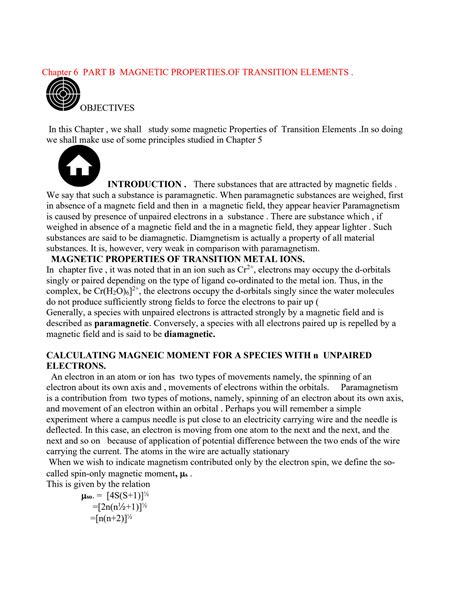 SOLUTION: Magnetic properties of transition elements - Studypool