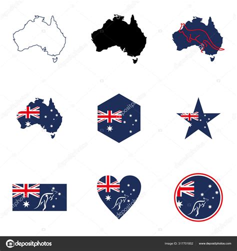 Set map of australia flag country map of australia day australia vektorvorlage Stock-Vektorbild ...