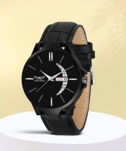 ANALOGUE Midnight All Black Day and Date Functioning Synthetic Leather ...