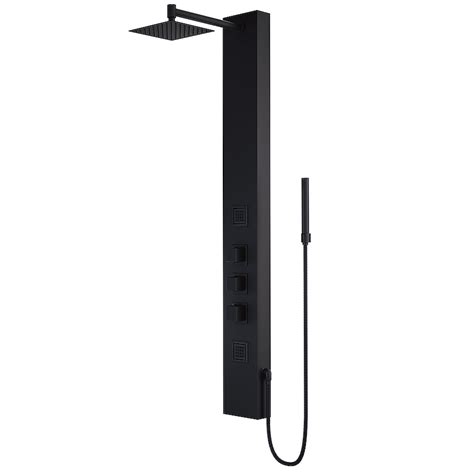 Rector Matte black 8-in Waterfall Shower Panel System with 3-way ...