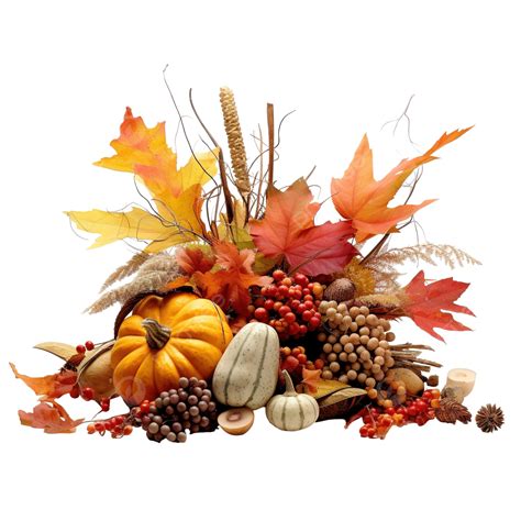 Thanksgiving Table Centerpiece With Fall Leaves And Seeds, Copy ...