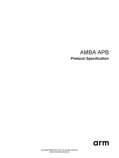 AMBA APB Protocol Specification Overview - ARM IHI 0024D - Studocu