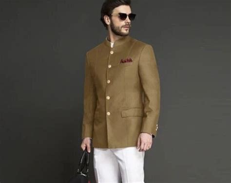 Indian Ethnic Straight Jodhpuri Suit for Man, Mandarin Collar Suit for ...