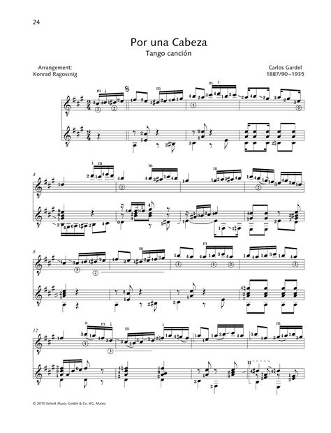 Por Una Cabeza - Full Score by Carlos Gardel Sheet Music for ...