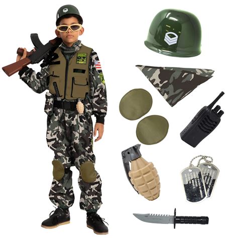Spooktacular Creations Kids Camouflage Army Soldier Costume, Halloween ...